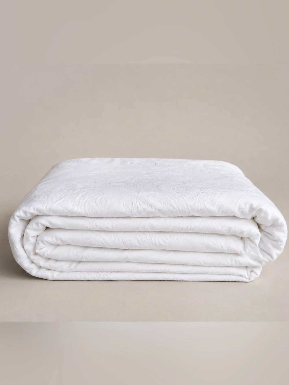 SFERRA Egyptian Cotton White Paisley Jacquard Flat Sheet Italy